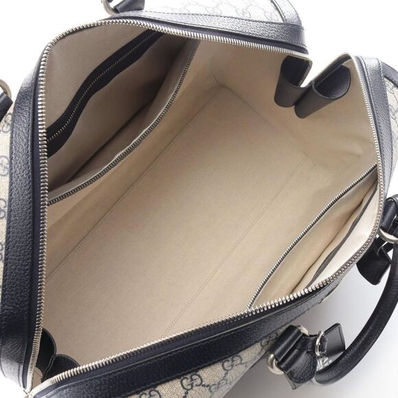 Gucci Medium Duffle Bag Gg Supreme Boston Coated Canvas And Leather Ivory Navy - Picture 3 of 6